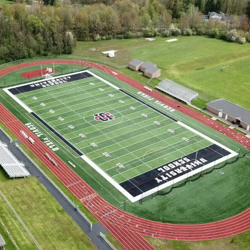 Aerial view of University School's athletics field.