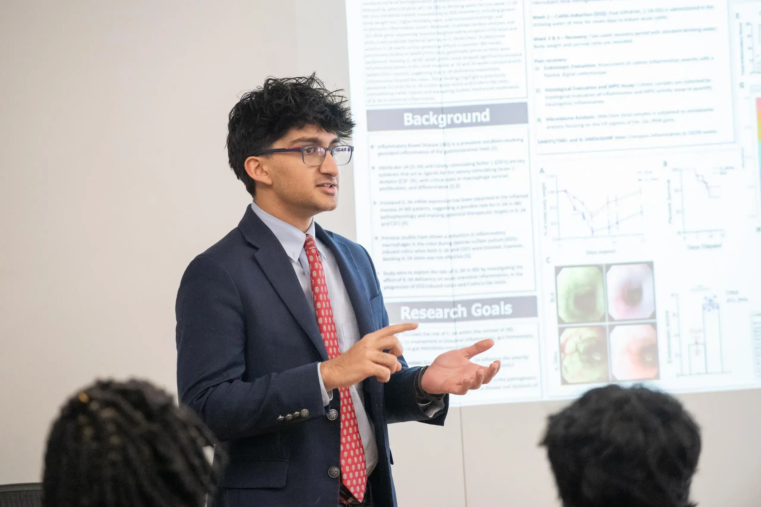 University School student giving a presentation to the class.